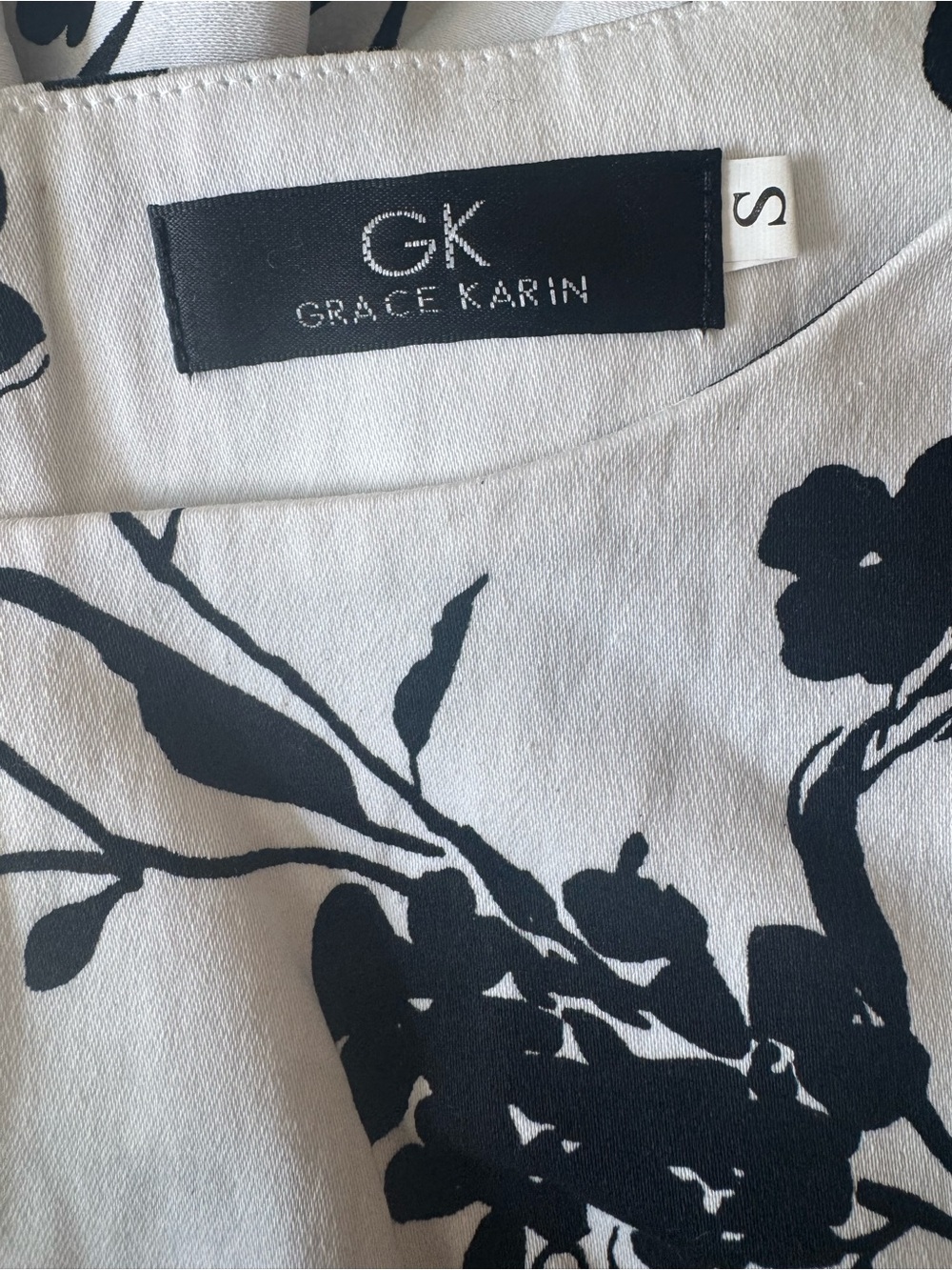 Grace Karin White Midi Dress with Black Floral Print - Picture 3 of 3
